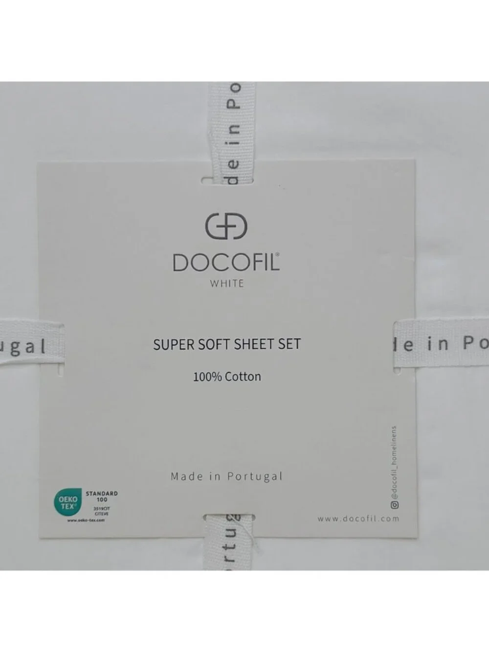 Docofil King Size Super Soft 100% Cotton Sheet Set Made In Portugal White